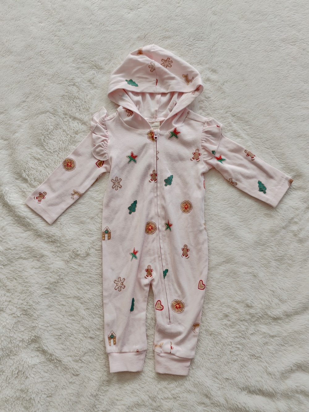 First Impressions Holiday One Piece Coverall with Hood Light Pink Size 0-3M